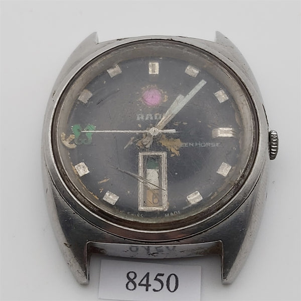 PROJECT TO FIX RADO GREEN HORSE THICK LUGS DAY DATE MENS SS 8450 WATCH EU SHIP