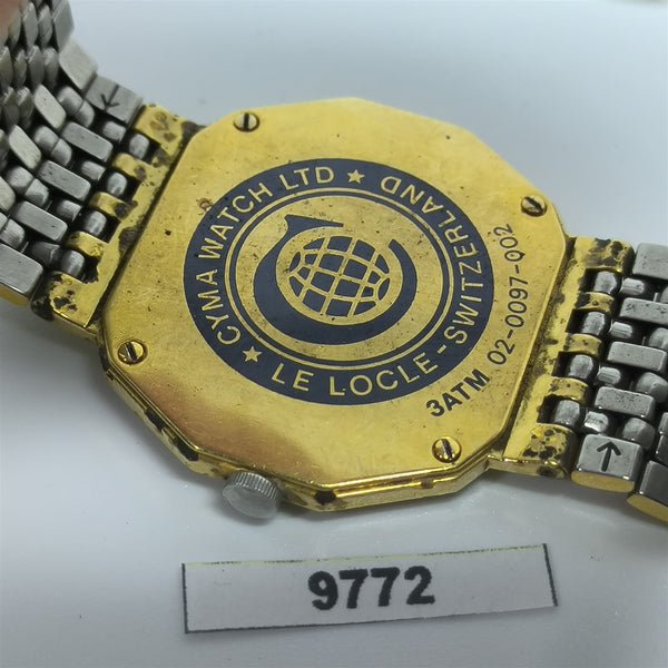 PROJECT TO FIX CYMA GOLD PLATE SLIM WATCH EU SHIP MENS WATCH 9772