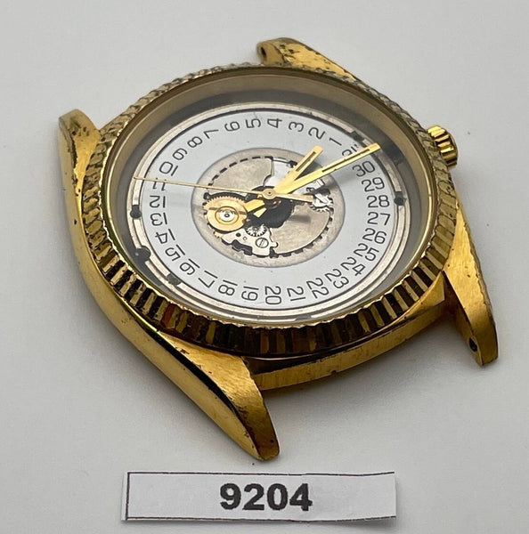 PROJECT TO FIX BULOVA COIN RIMMED BEZEL GOLD PLATE MENS QUARTZ WATCH 9204