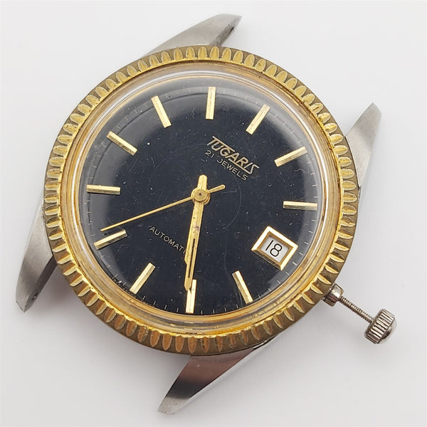 PROJECT TO FIX TUGARIS GOLD SS FLUTED AUTOMATIC ROUND EU SHIP MENS 9388 WATCH