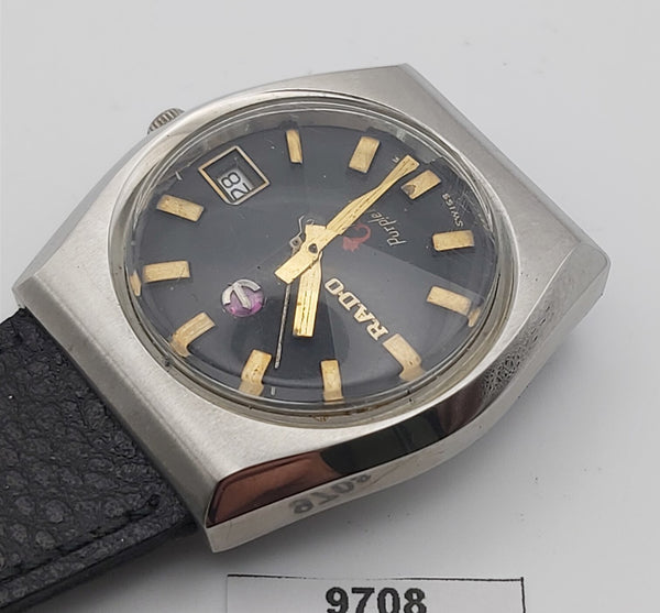 PROJECT TO FIX RADO PURPLE HOSE SS HOODED LUGS DATE EU SHIP MENS WATCH 9708