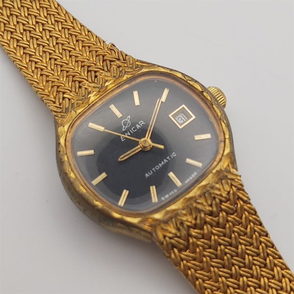 PROJECT TO FIX ENICAR MESH BAND GOLD PLATE AUTOMATIC LADIES EU SHIP DATE WATCH