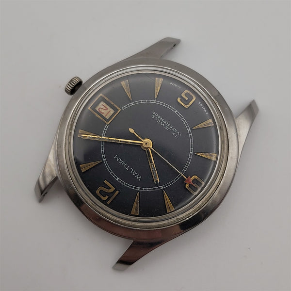 PROJECT FIX WALTHAM GMT ROUND SS POLISHED MANUAL WIND DATE EU SHIP WATCH 9924