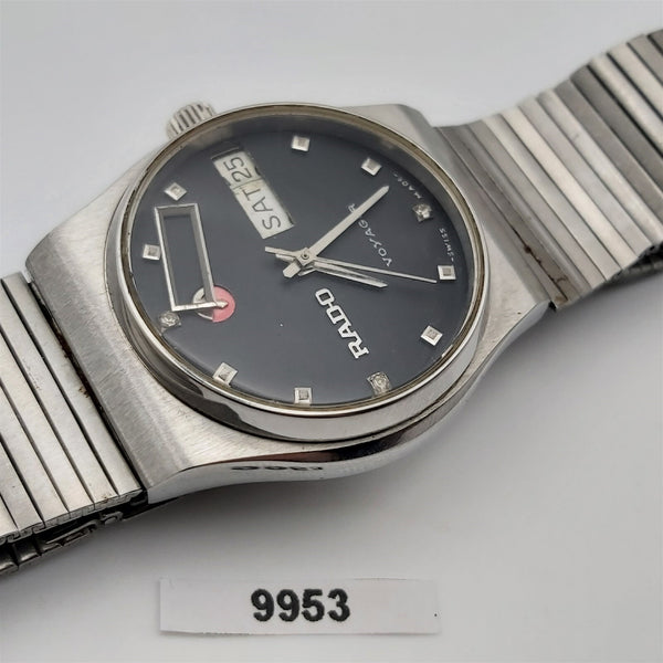 PROJECT TO FIX RADO VOYAGER SS HOODED LUGS DAY DATE EU SHIP UNISEX WATCH 9953
