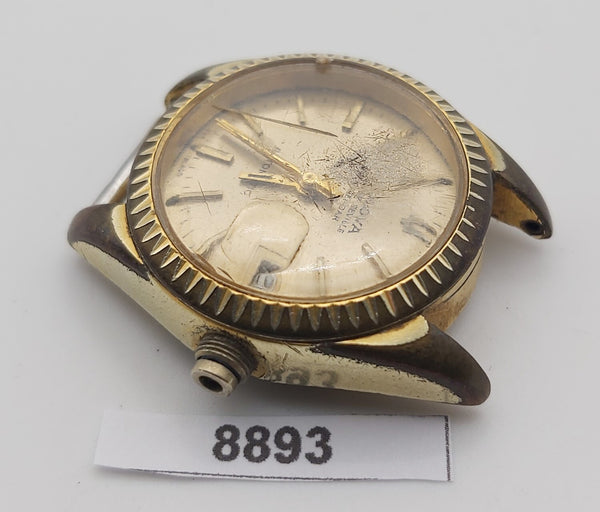 PROJECT TO FIX BULOVA LADIES GOLD DIAL AUTOMATIC GOLD DATE WATCH EU SHIP 8893