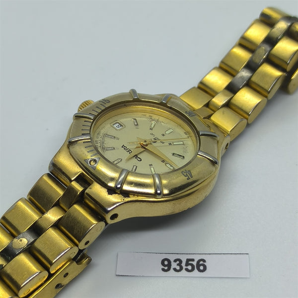 PROJECT TO FIX CARRERA LADIES GOLD PLATED QUARTZ DATE WATCH EU SHIP WATCH 9356
