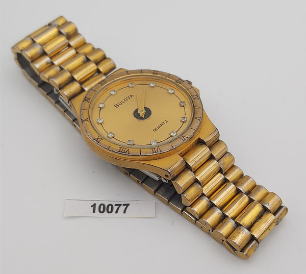 PROJECT TO FIX BULOVA ROMAN BEZEL GOLD PLATE MIDSIZE QUARTZ WATCH 10077