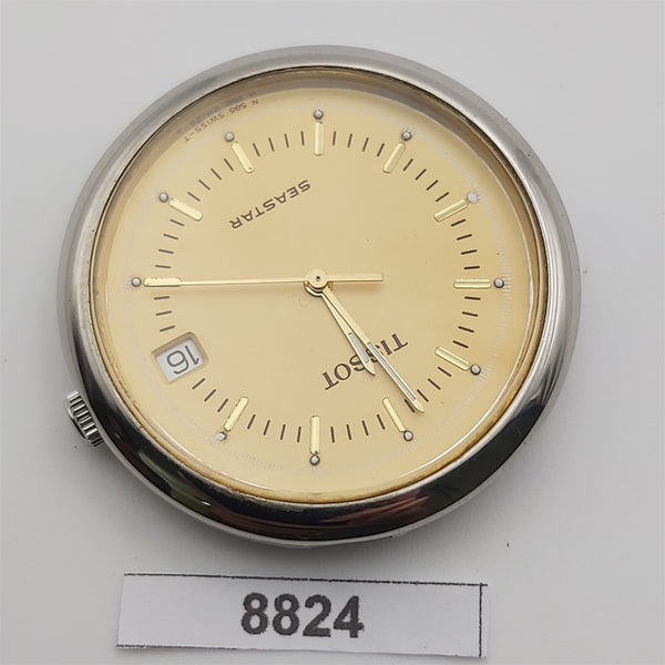 PROJECT TO FIX TISSOT SEASTAR GOLD DIAL MENS QUARTZ ROUND WATCH 8824 EU SHIP