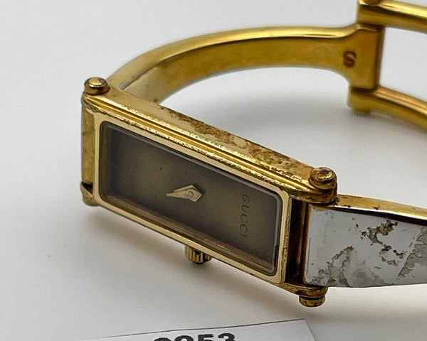 PROJECT TO FIX GUCCI LADIES BANGLE GOLD PLATE 1500 WATCH EU SHIP WATCH 9253