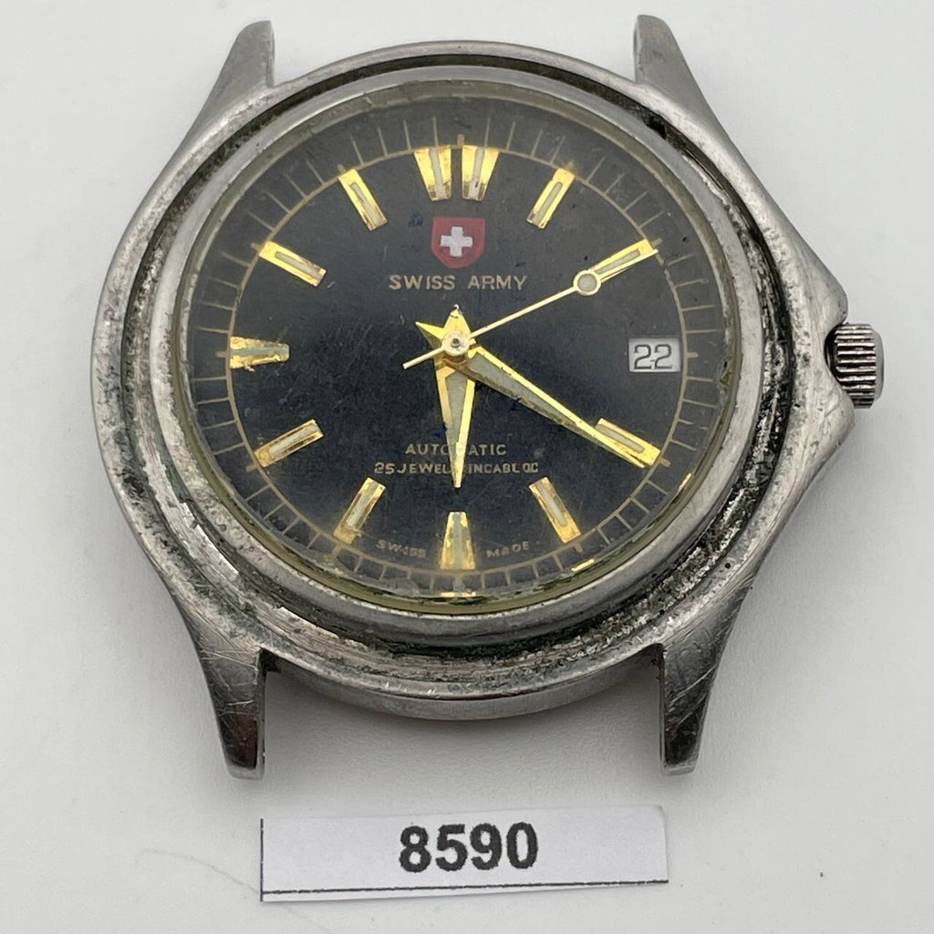 PROJECT TO FIX SWISS ARMY AUTOMATIC POLISHED SS MENS DATE WATCH EU SHIP 8590
