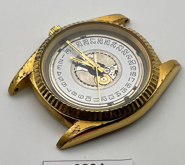 PROJECT TO FIX BULOVA COIN RIMMED BEZEL GOLD PLATE MENS QUARTZ WATCH 9204