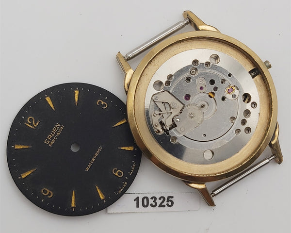 PROJECT TO FIX GRUEN ROUND ARROWHEAD DIAL MENS MANUAL WIND GOLD WATCH 10325