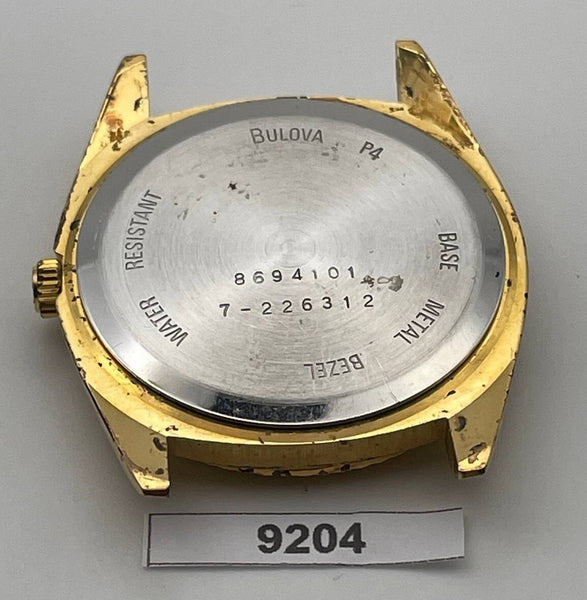 PROJECT TO FIX BULOVA COIN RIMMED BEZEL GOLD PLATE MENS QUARTZ WATCH 9204
