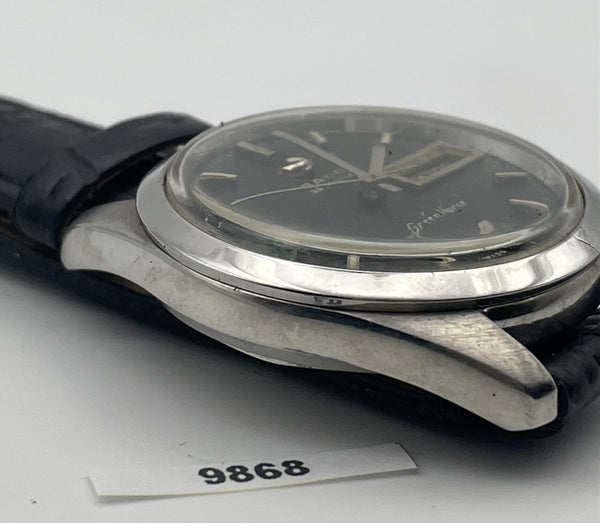 PROJECT TO FIX RADO GREEN HORSE ROUND THICK LUGS DATE EU SHIP SS MENS WATCH 9868