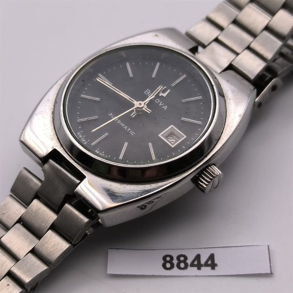 PROJECT TO FIX BULOVA LADIES BLACK DIAL AUTOMATIC STEEL DATE WATCH EU SHIP 8844