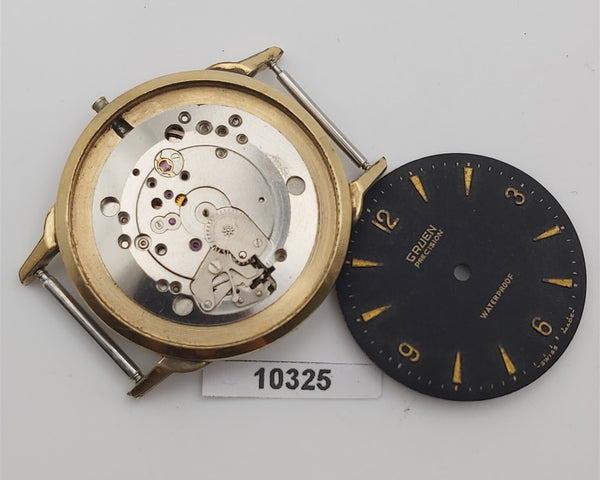 PROJECT TO FIX GRUEN ROUND ARROWHEAD DIAL MENS MANUAL WIND GOLD WATCH 10325