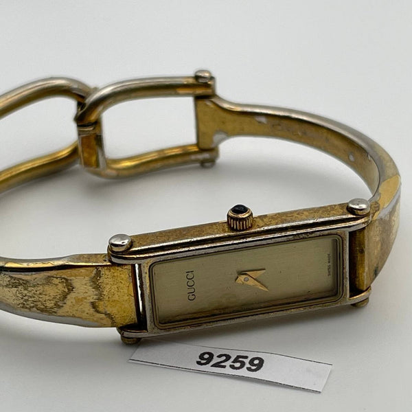 PROJECT TO FIX GUCCI LADIES BANGLE GOLD PLATE 1500 WATCH EU SHIP WATCH 9259