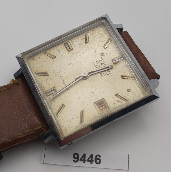 PROJECT TO FIX TUGARIS SILVER DIAL AUTOMATIC CUSHION EU SHIP MENS 9446 WATCH