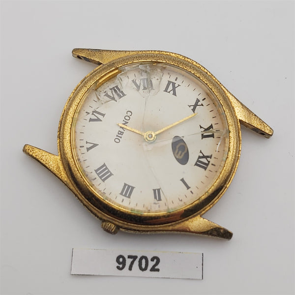 PROJECT TO FIX CONYBIO MIDSIZE GOLD PLATE ROMAN DIAL QUARTZ EU SHIP WATCH 9702