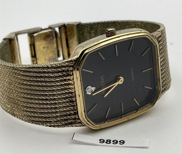 PROJECT TO FIX BULOVA QUARTZ MENS GOLD PLATE DRESS WATCH EU SHIP 9899