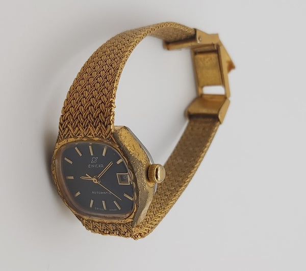 PROJECT TO FIX ENICAR MESH BAND GOLD PLATE AUTOMATIC LADIES EU SHIP DATE WATCH