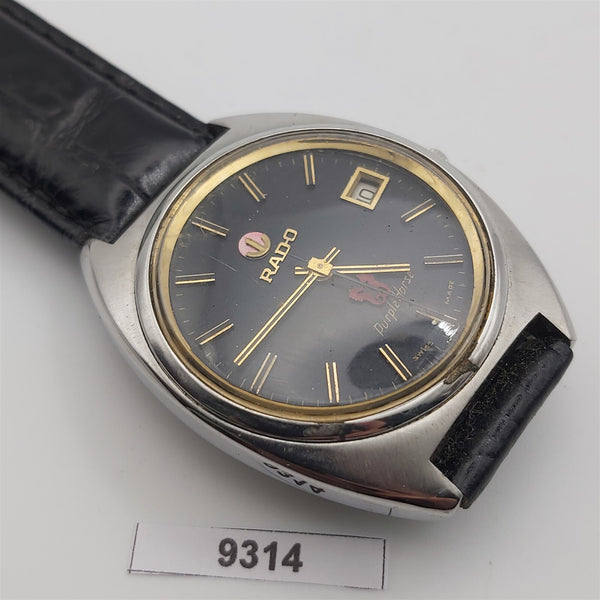 PROJECT TO FIX RADO PURPLE HORSE SS BLACK DIAL DATE EU SHIP MENS WATCH 9314