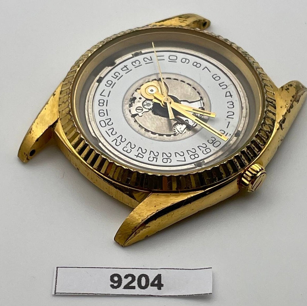 PROJECT TO FIX BULOVA COIN RIMMED BEZEL GOLD PLATE MENS QUARTZ WATCH 9204