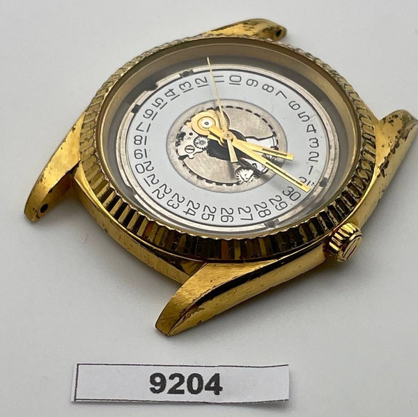 PROJECT TO FIX BULOVA COIN RIMMED BEZEL GOLD PLATE MENS QUARTZ WATCH 9204