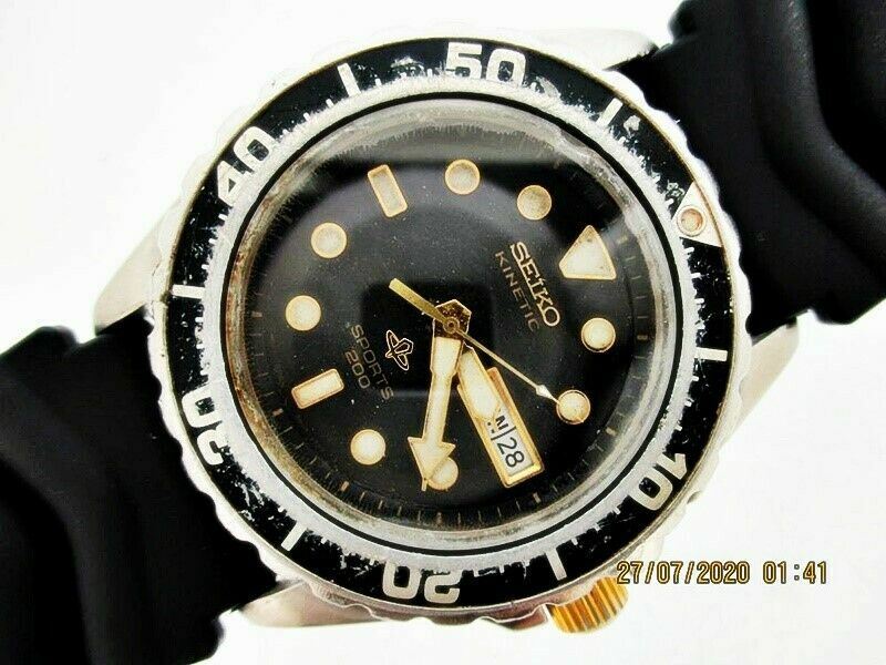 PROJECT TO FIX SEIKO BLACK 5M43 0A40 KINETIC 790157 MENS EU SHIP DAY DATE WATCH