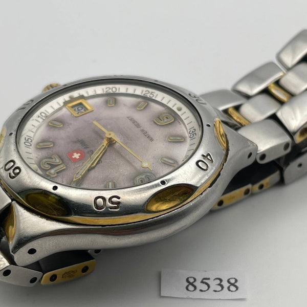 PROJECT TO FIX SWISS ARMY AUTO GOLD SS MENS DAY DATE WATCH EU SHIP 8538