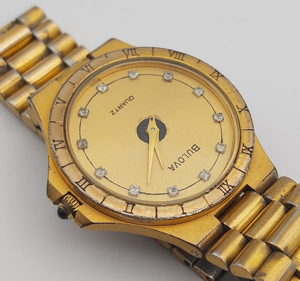 PROJECT TO FIX BULOVA ROMAN BEZEL GOLD PLATE MIDSIZE QUARTZ WATCH 10077