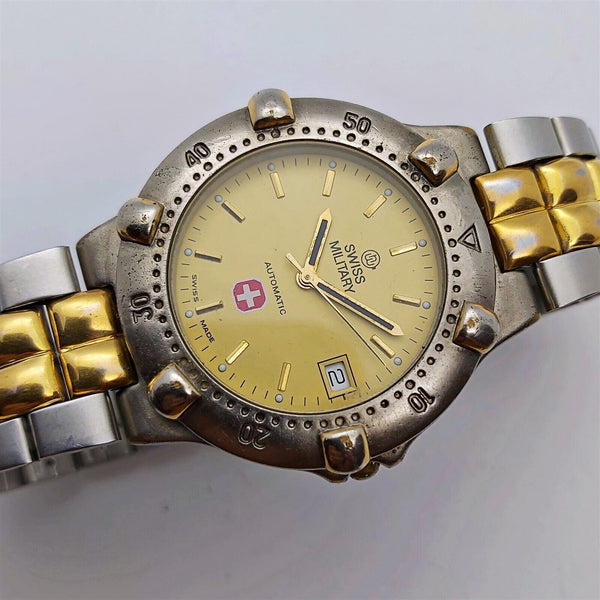 PROJECT TO FIX SWISS MILITARY AUTO GOLD SS MENS DATE WATCH EU SHIP