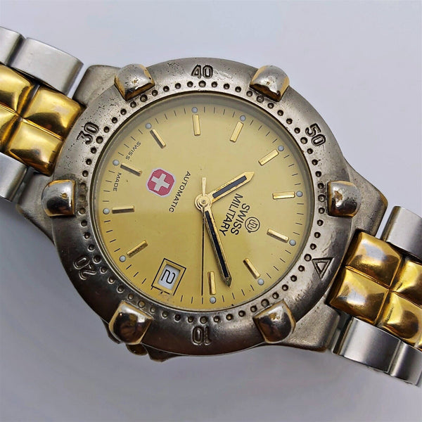 PROJECT TO FIX SWISS MILITARY AUTO GOLD SS MENS DATE WATCH EU SHIP