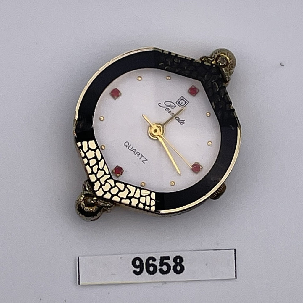 PROJECT FIX PERMATE WHITE DIAL GOLD CASE LADIES QUARTZ FACETED WATCH 9658
