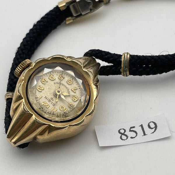 PROJECT TO FIX ART DECO ELGIN GOLD PLATE ARABIC LADIES MANUAL WIND WATCH 8519