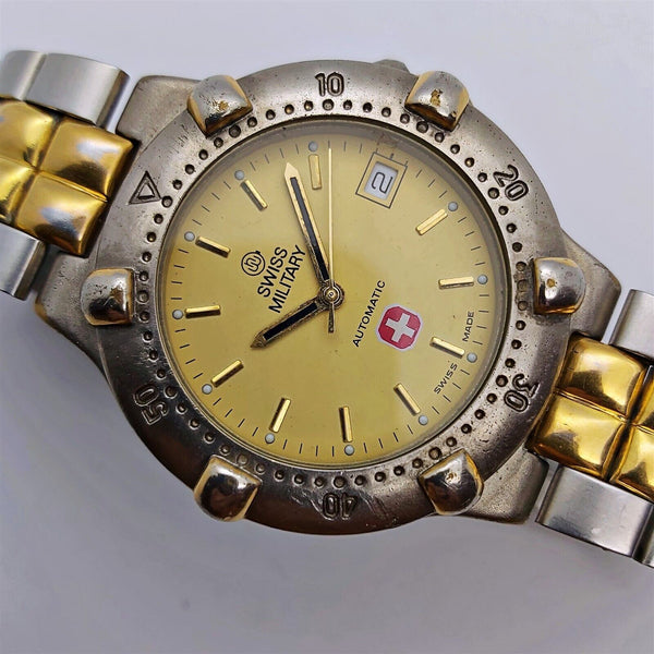 PROJECT TO FIX SWISS MILITARY AUTO GOLD SS MENS DATE WATCH EU SHIP