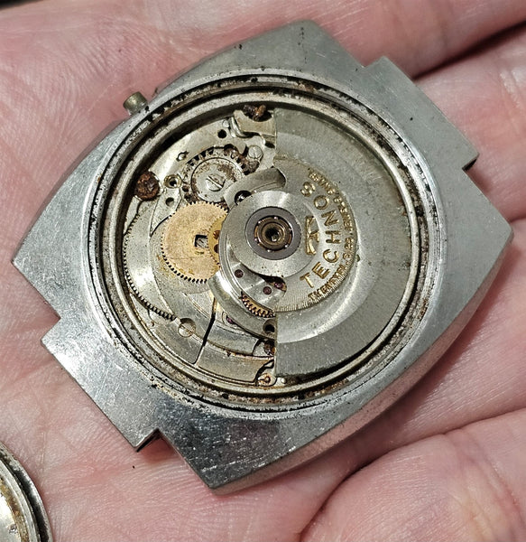 PROJECT TO FIX TECHNOS SS CUSHION THICK DAY DATE AUTOMATIC MENS WATCH 8711
