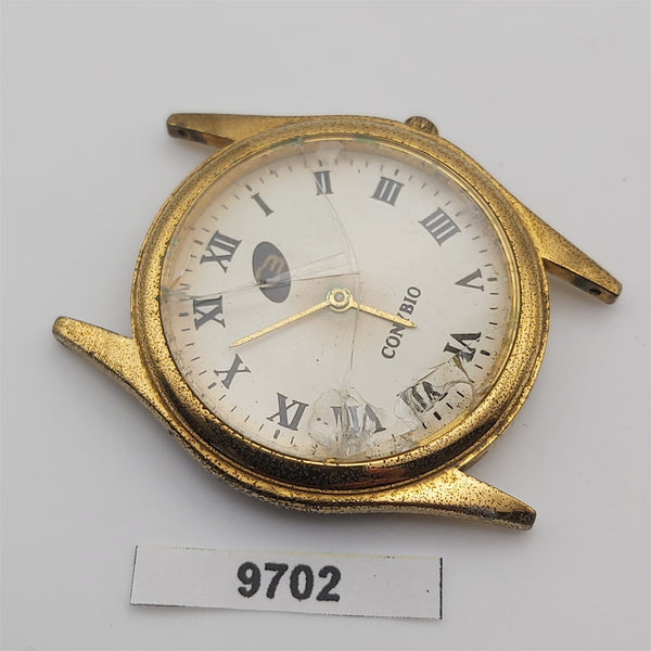 PROJECT TO FIX CONYBIO MIDSIZE GOLD PLATE ROMAN DIAL QUARTZ EU SHIP WATCH 9702