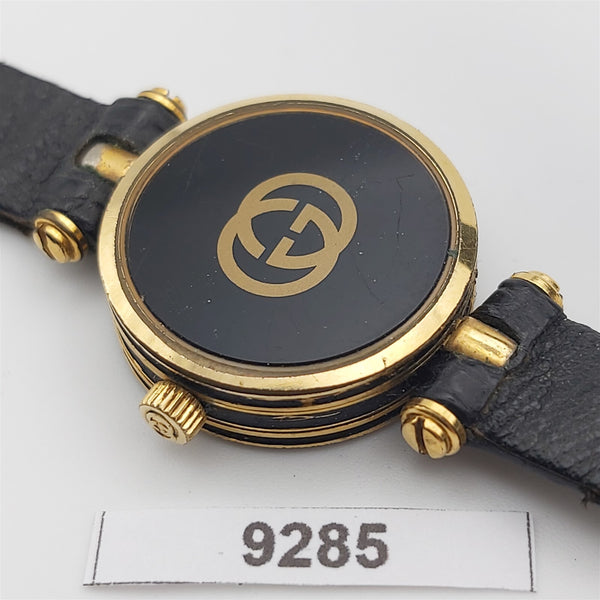 PROJECT TO FIX GUCCI LADIES BLACK DIAL GOLD PLATE WATCH EU SHIP WATCH 9285
