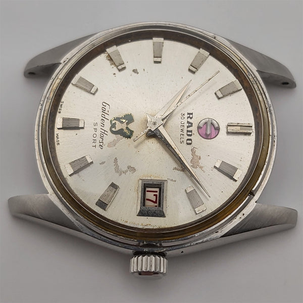 PROJECT TO FIX WORKING RADO GOLDEN HORSE SPORT THICK LUGS DATE SS WATCH EU SHIP