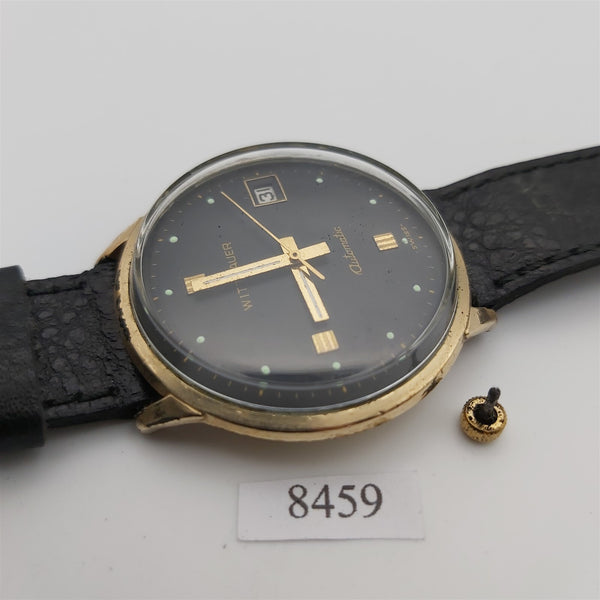 PROJECT TO FIX WITTNAUER GOLD PLATE DATE AUTOMATIC EU SHIP ROUND MENS WATCH