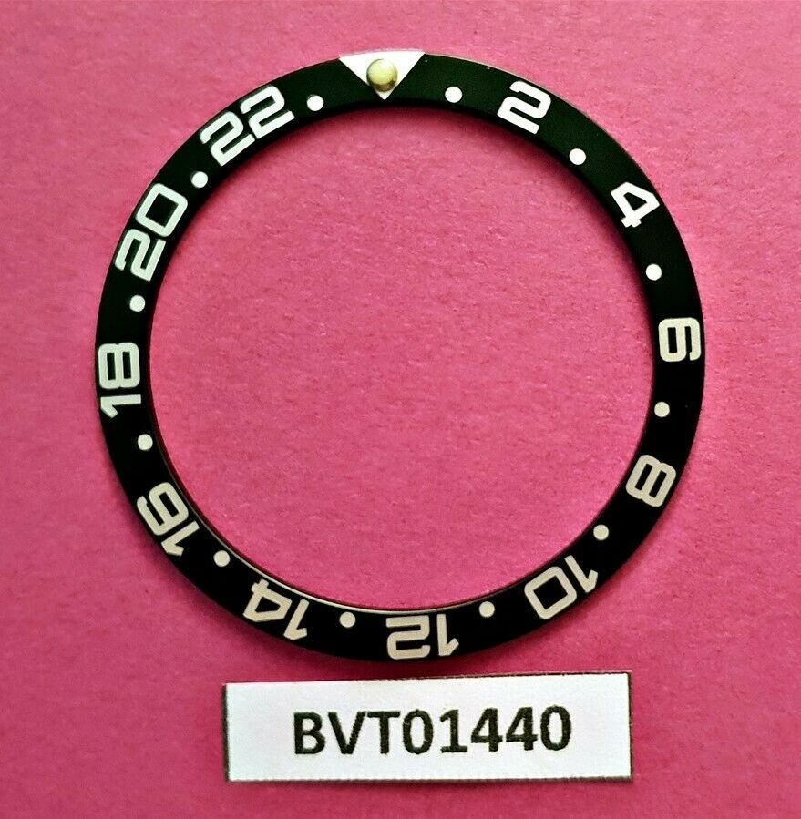 SEIKO BLACK RAISED PIP INSERT GMT 7S26 0020, 7002 7000, 6309 7290 7040 BVT01440