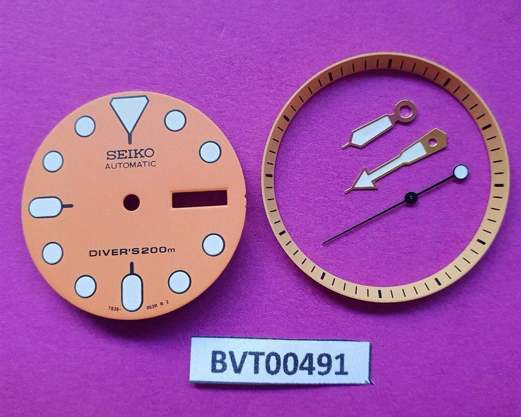 NEW SEIKO ORANGE DIAL HANDS MINUTE TRACK SET SEIKO 7S26 0020 SKX007 WATCH BVT491