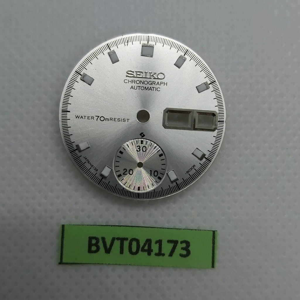 NEW SEIKO SILVER DIAL 70m FONT POGUE CHRONO 6139-6002 DIAL WATCH BVT04173