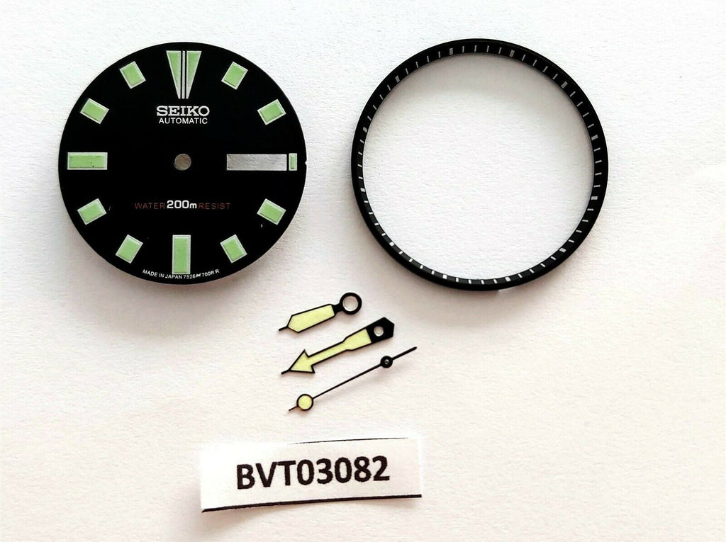 NEW SEIKO BLACK DIAL HANDS MINUTE TRACK SET 6309 7290 DIVE WATCH BVT03082
