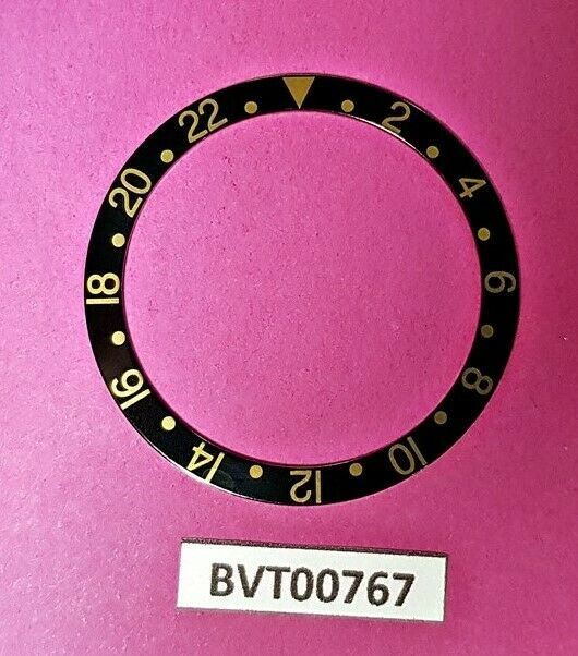 NEW SEIKO GOLD BLACK GMT BEZEL INSERT DIVERS 7002 6309 6306 7S26 WATCH BVT00767