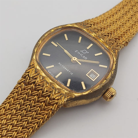 PROJECT TO FIX ENICAR MESH BAND GOLD PLATE AUTOMATIC LADIES EU SHIP DATE WATCH