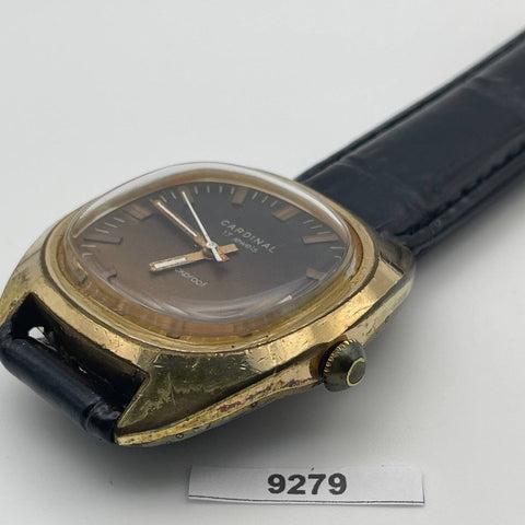PROJECT TO FIX CARDINAL GRADUATED DIAL GOLD MANUAL WIND CUSHION MENS WATCH 9279
