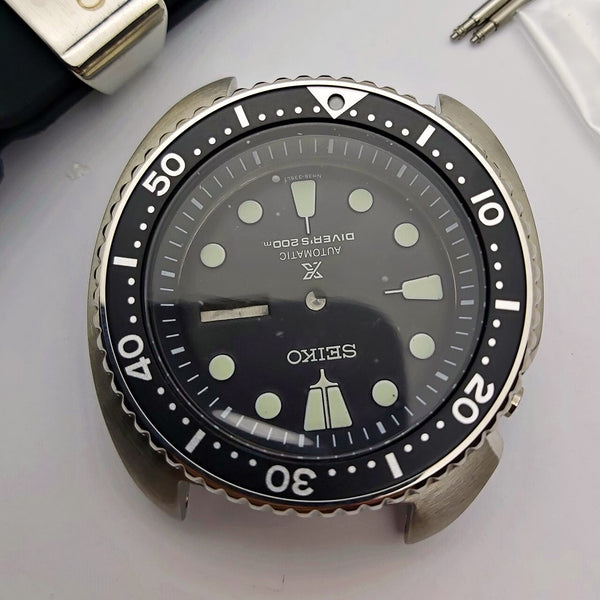 NEW AF SEIKO TURTLE SRP777 BLACK KIT CASE BEZEL GLASS CROWN STRAP DIAL HANDS