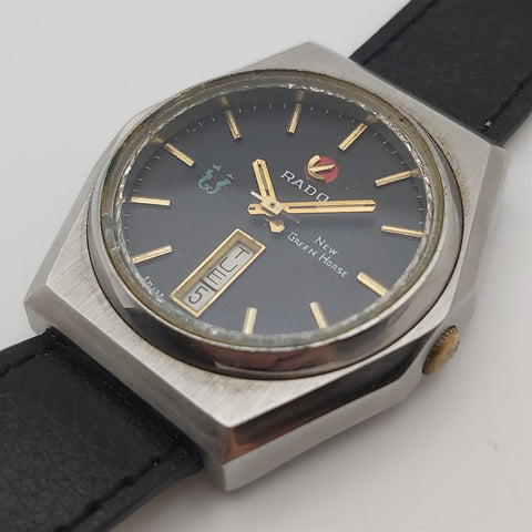 PROJECT TO FIX RADO GREEN HORSE FACETED CASE DAY DATE EU SHIP MENS SS WATCH